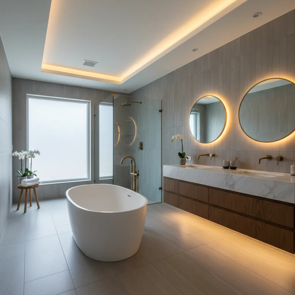 Reforma de baño — baño de lujo con bañera exenta