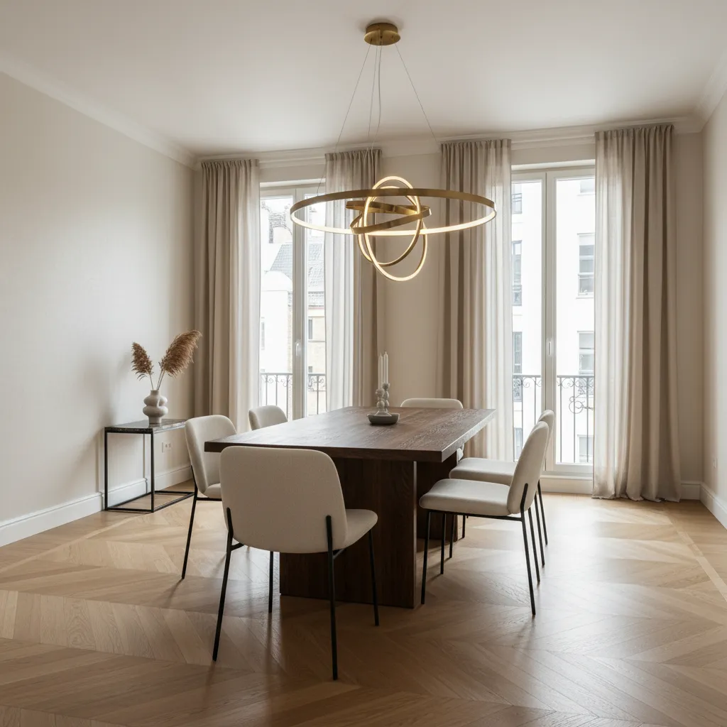 Reforma de piso — comedor con parquet en espiga